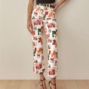 Reformation Comic Multicolor High Waisted Straight Leg Denim Jeans Size 28